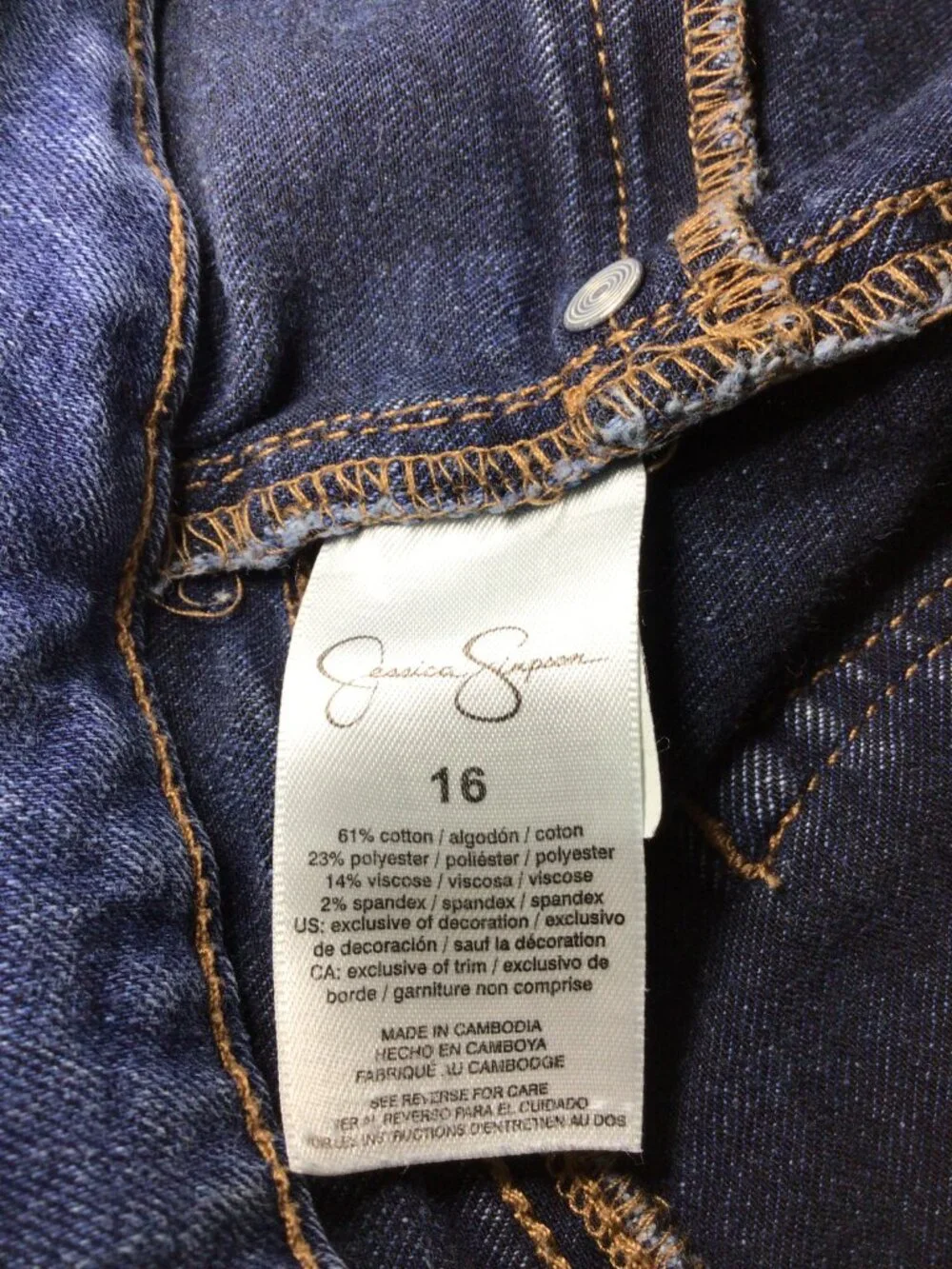 Jessica Simpson Jeans Women’s 16 Blue Kiss Me Skinny Denim Stretch Plus Size